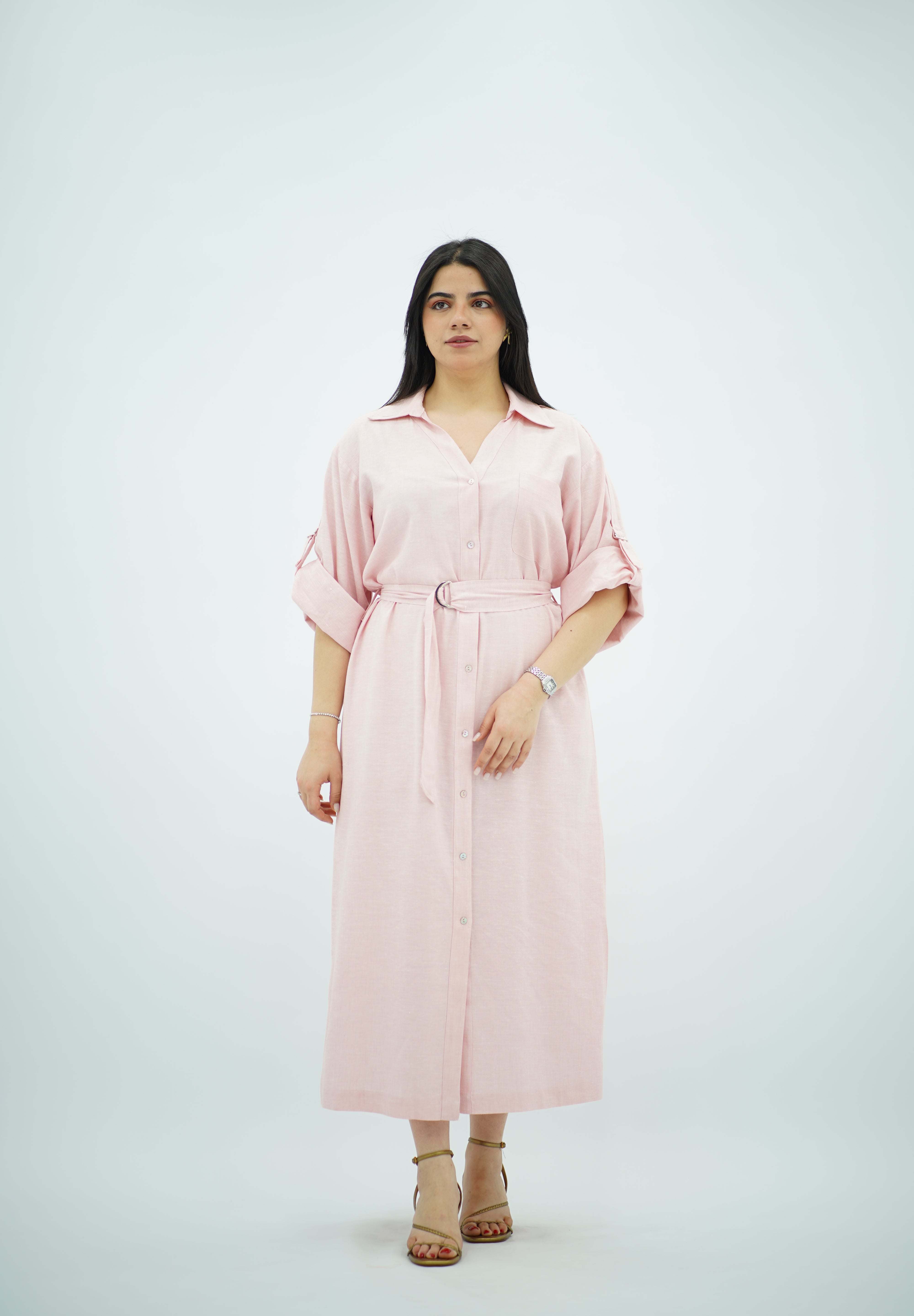 Robe en Lin Rose Poudré