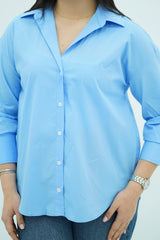 Chemise Bleu ciel En Popeline