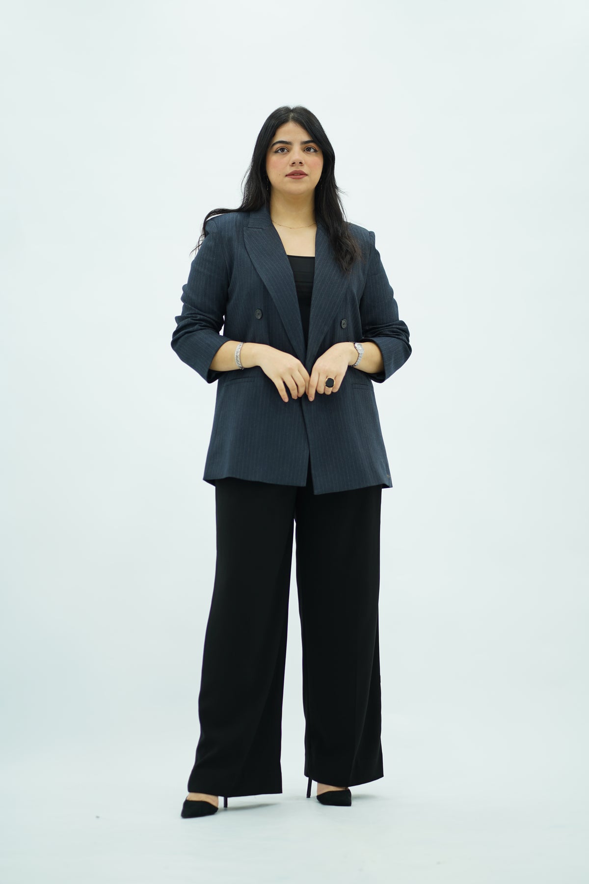 Veste blazer bleu rayée chic