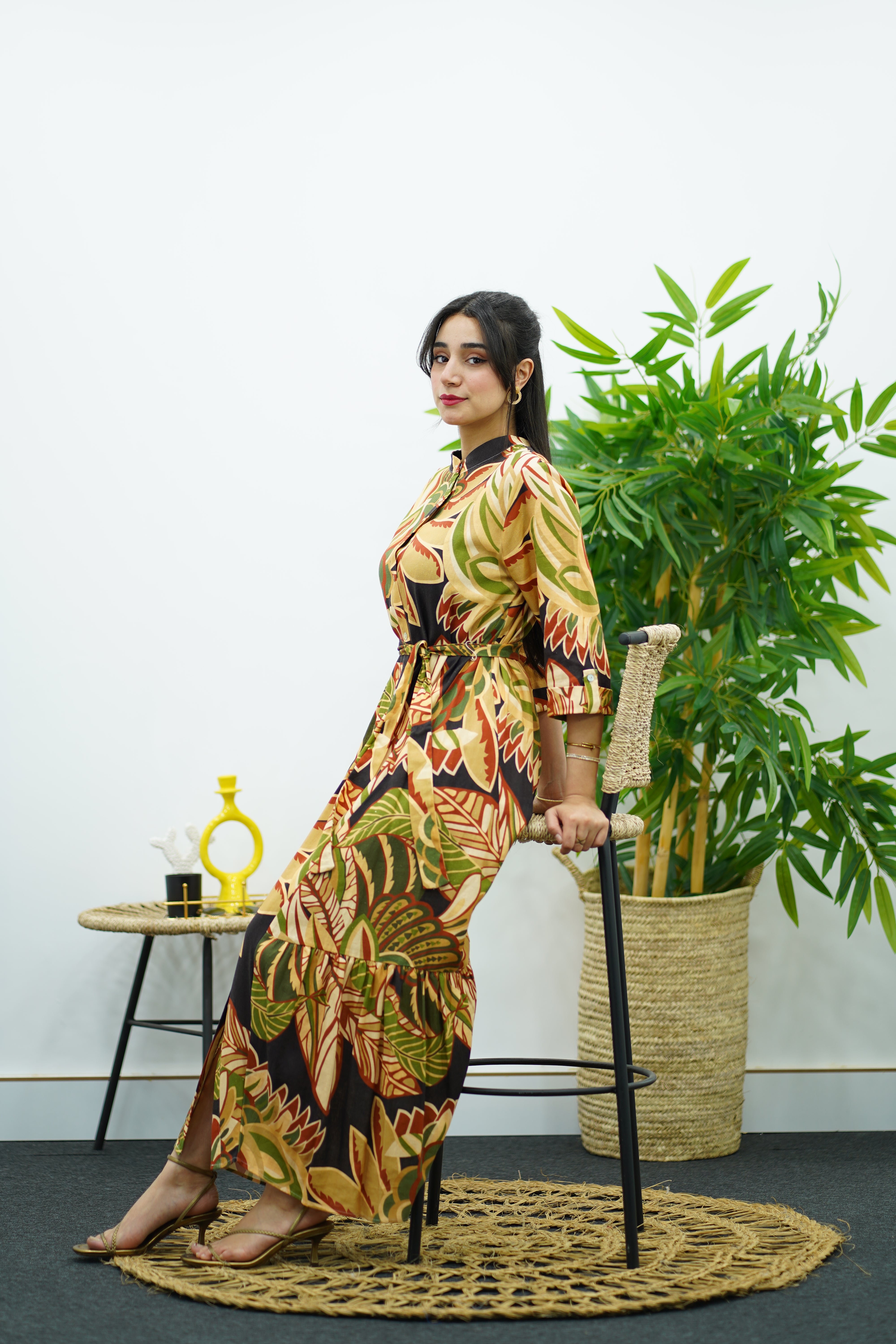 Robe Imprimée avec Ceinture – Élégance Naturelle