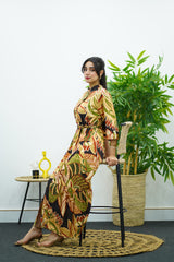 Robe Imprimée avec Ceinture – Élégance Naturelle