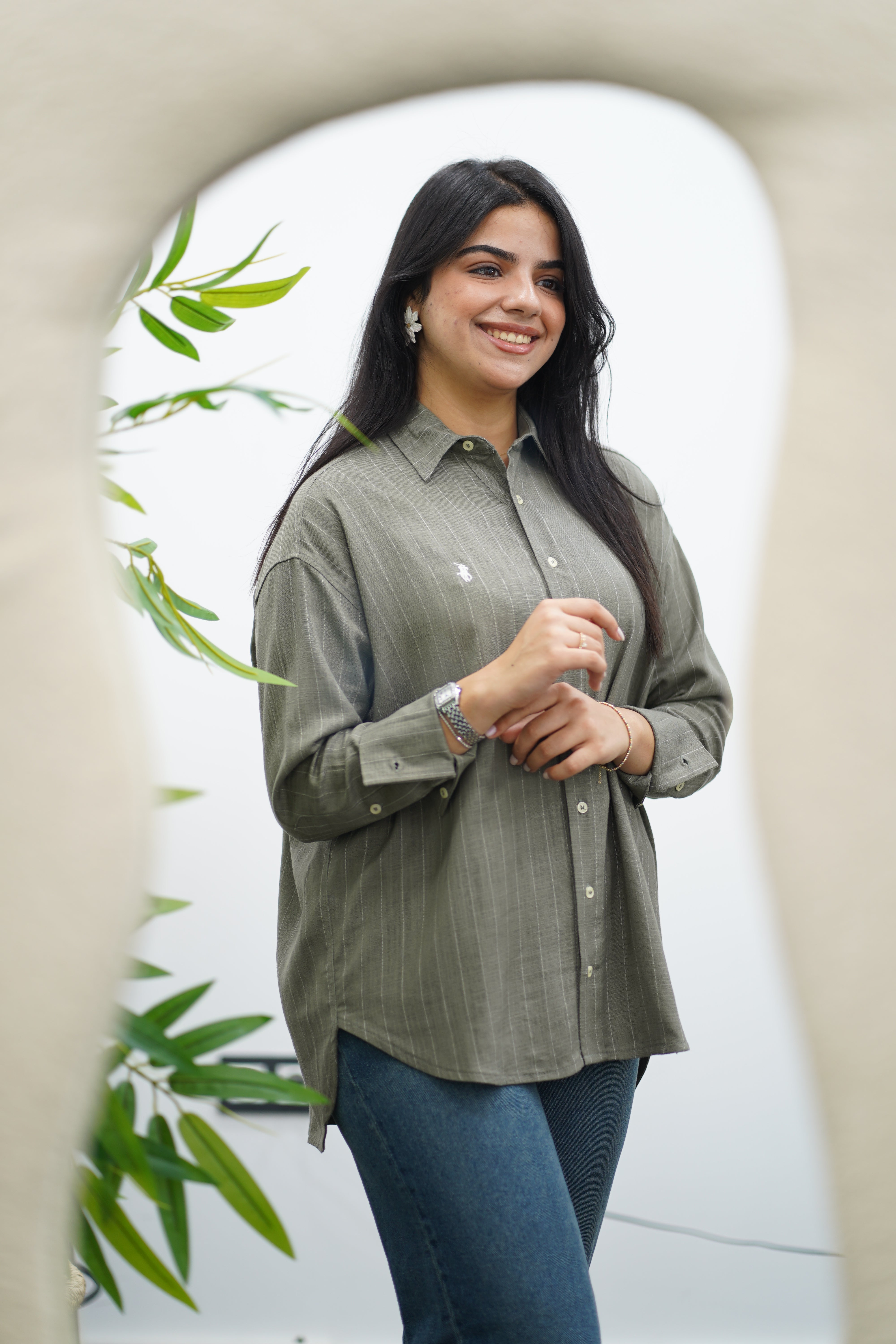 Chemise Rayé En lin - Kaki