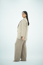 Blazer Beige Texturé Ceinturée