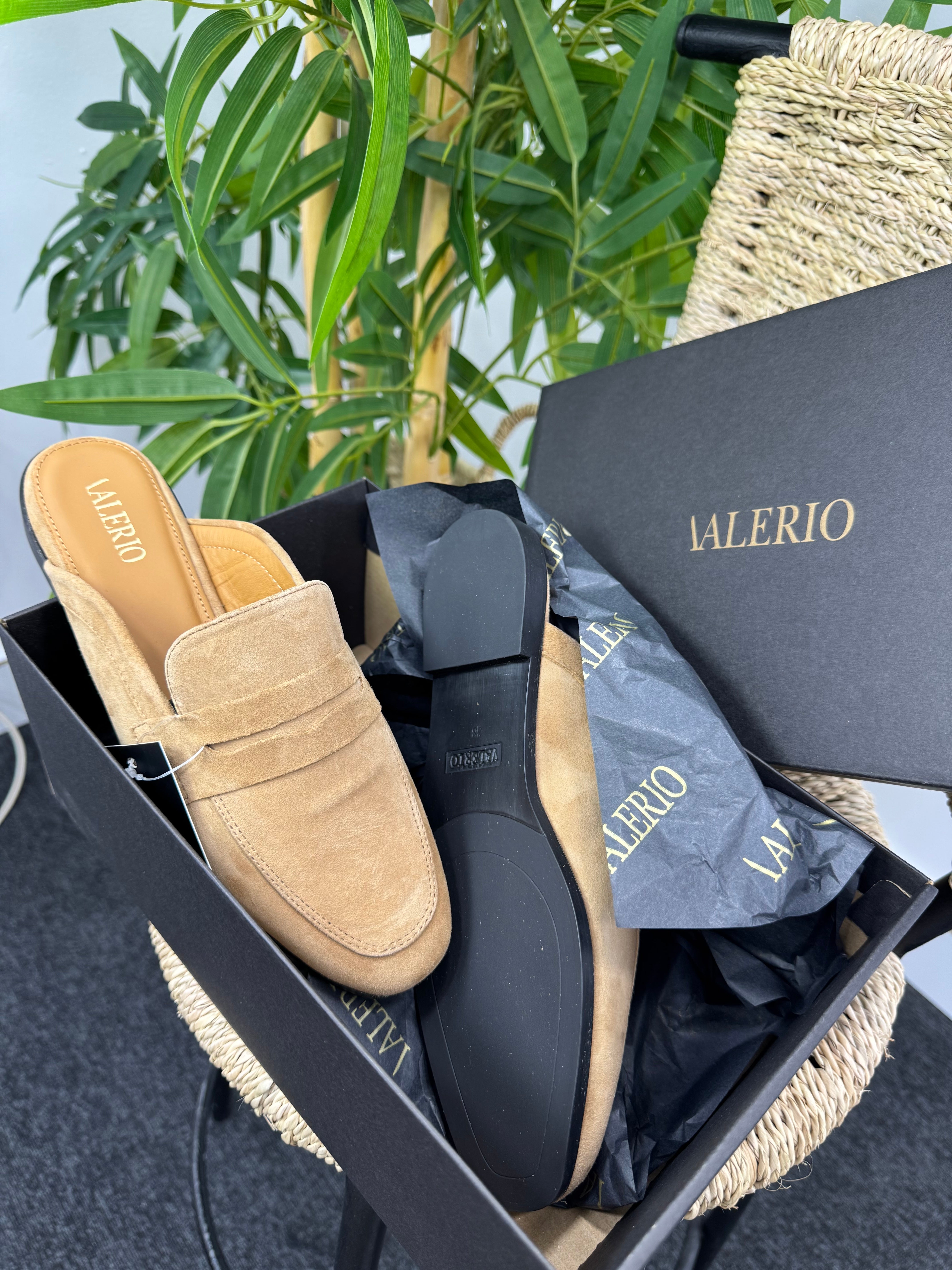 Mules en cuir daim - beige