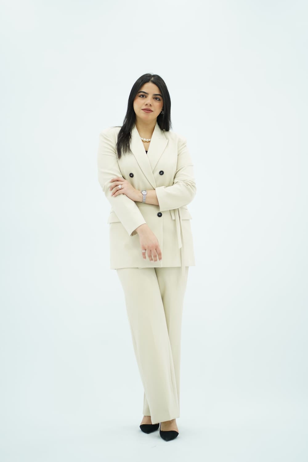 Tailleur Blanc cassé Ceinturé