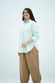 Chemise Bleu Turquoise Rayée