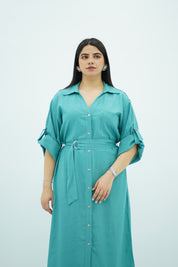 Robe en Lin Bleu Turquoise