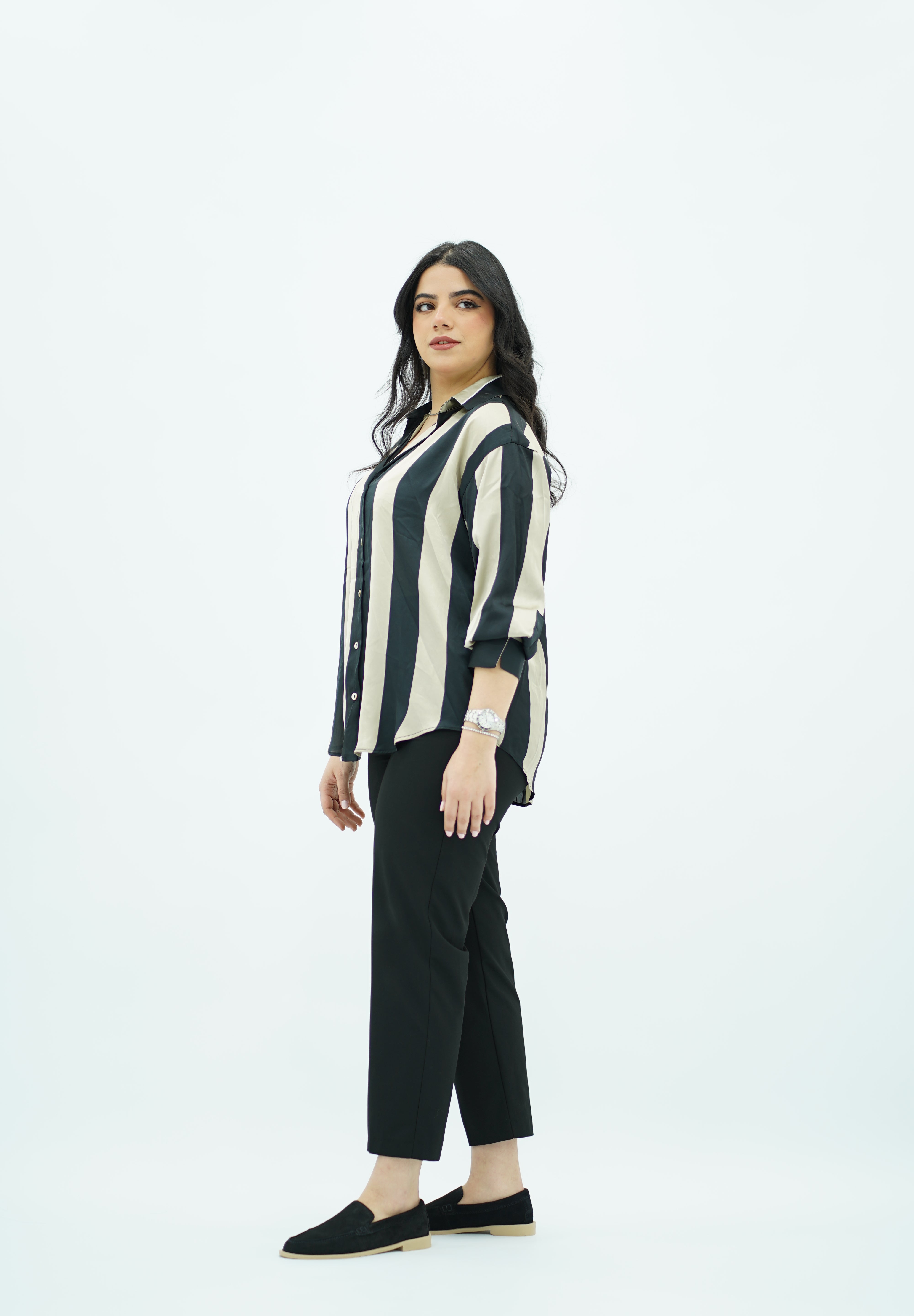 Chemise En Satin Rayé