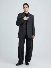 Blazer Gris Anthracite à Fentes Latérales
