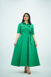 Robe chemise midi ceinturée 💚