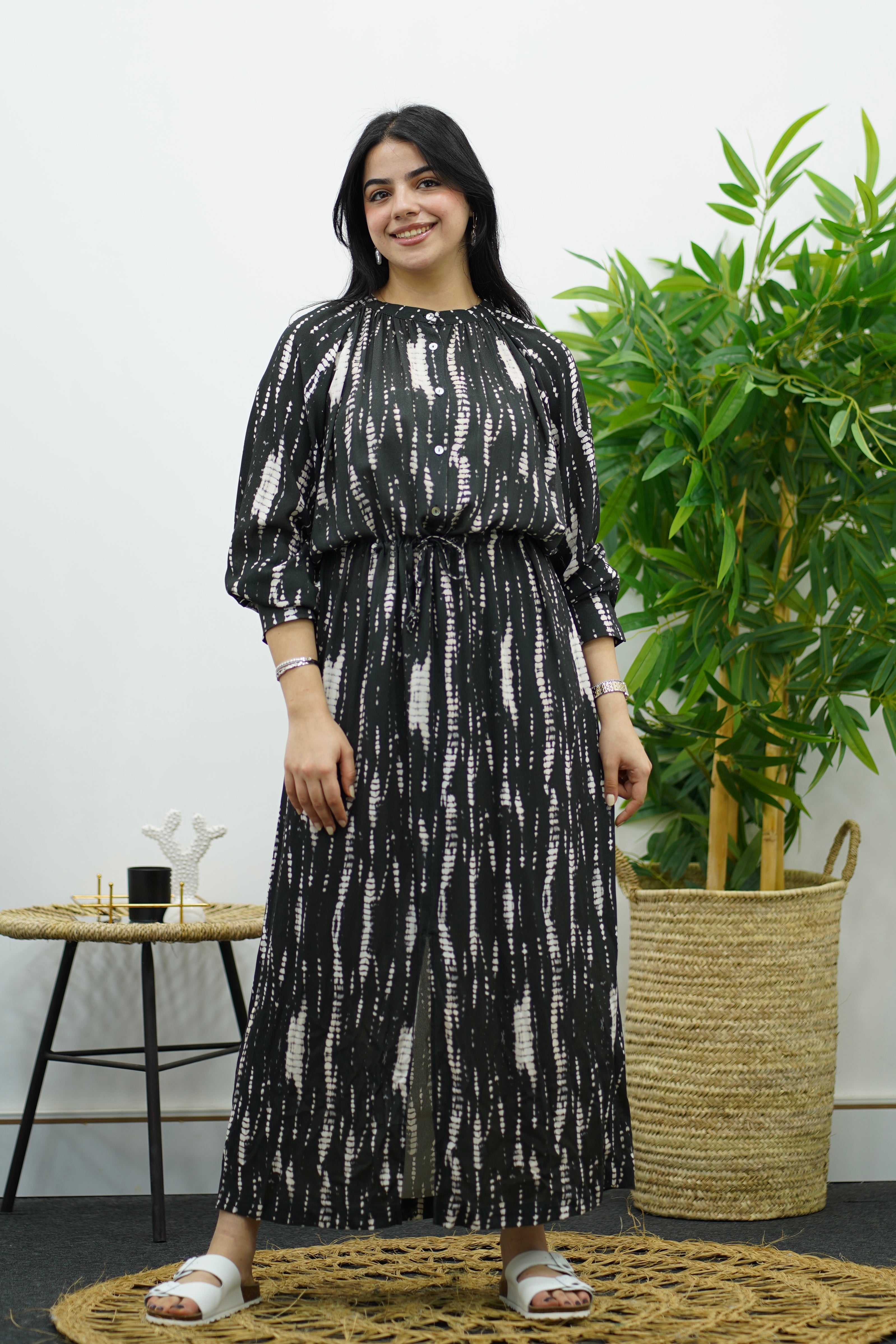 Robe longue avec ceinture