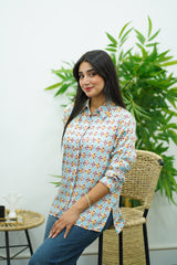 Chemise bleu ciel imprimé