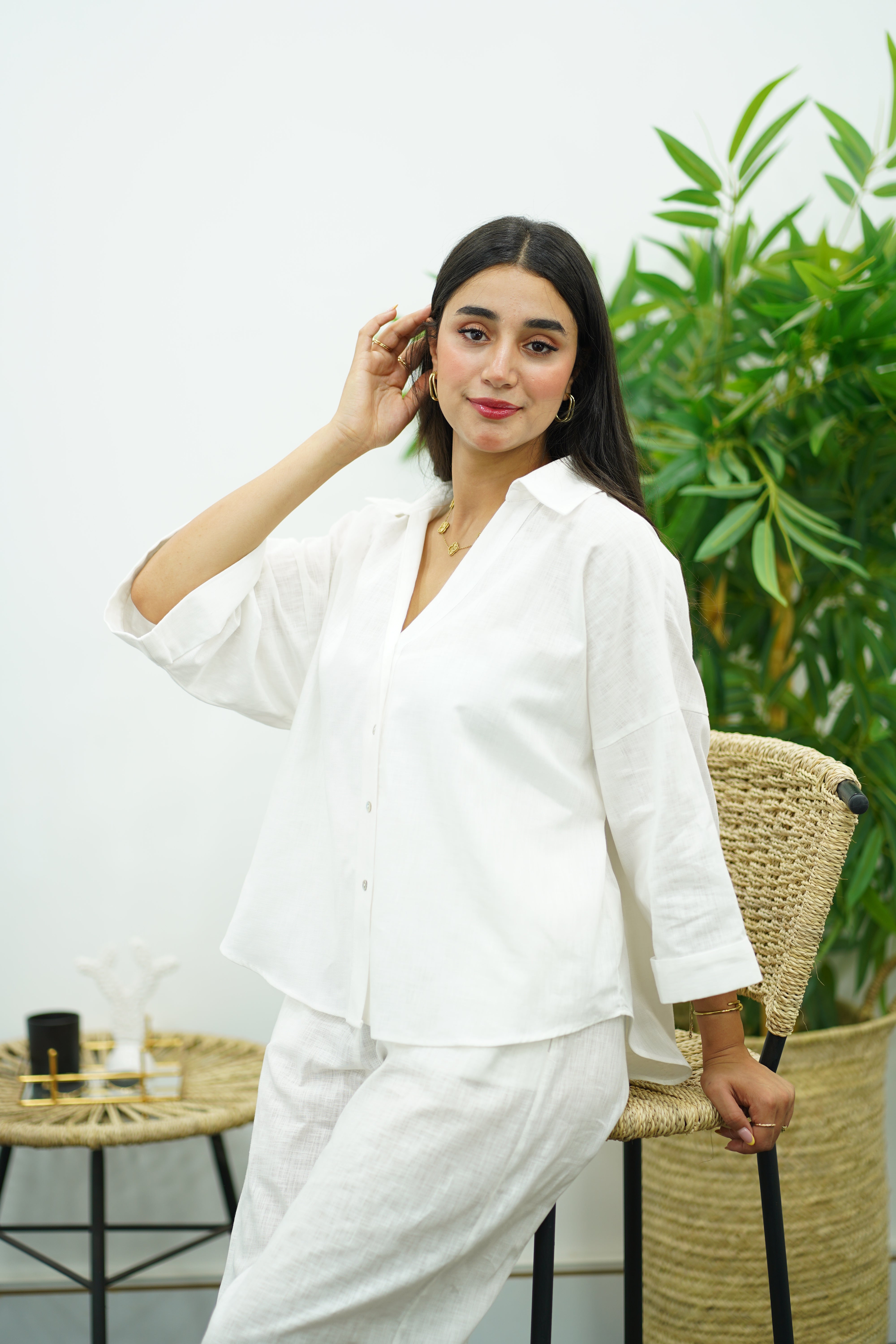 Ensemble en lin blanc