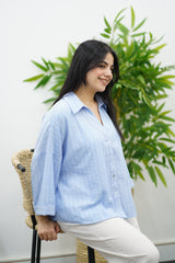 Chemise Oversize en Lin Rayé