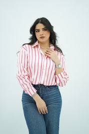 Chemise blanche en satin rayé 🌷