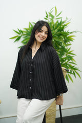 Chemise oversize en Lin Rayé