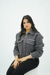 Bomber en tweed Gris