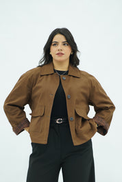 Jacket Double Face Marron & Motifs Carreaux
