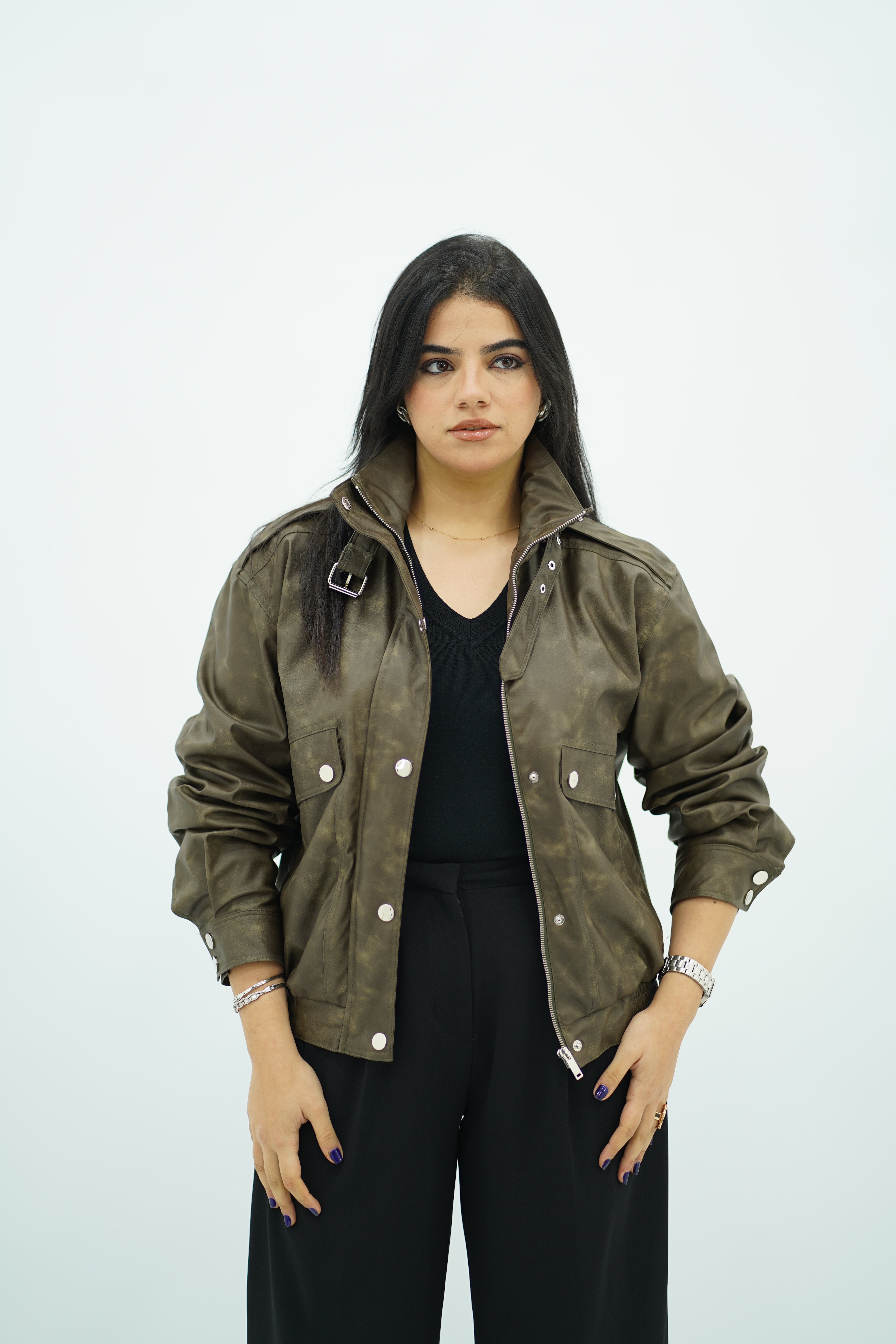 Bomber en similicuir effet dégradé