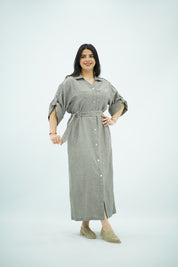 Robe Gris Longue En lin