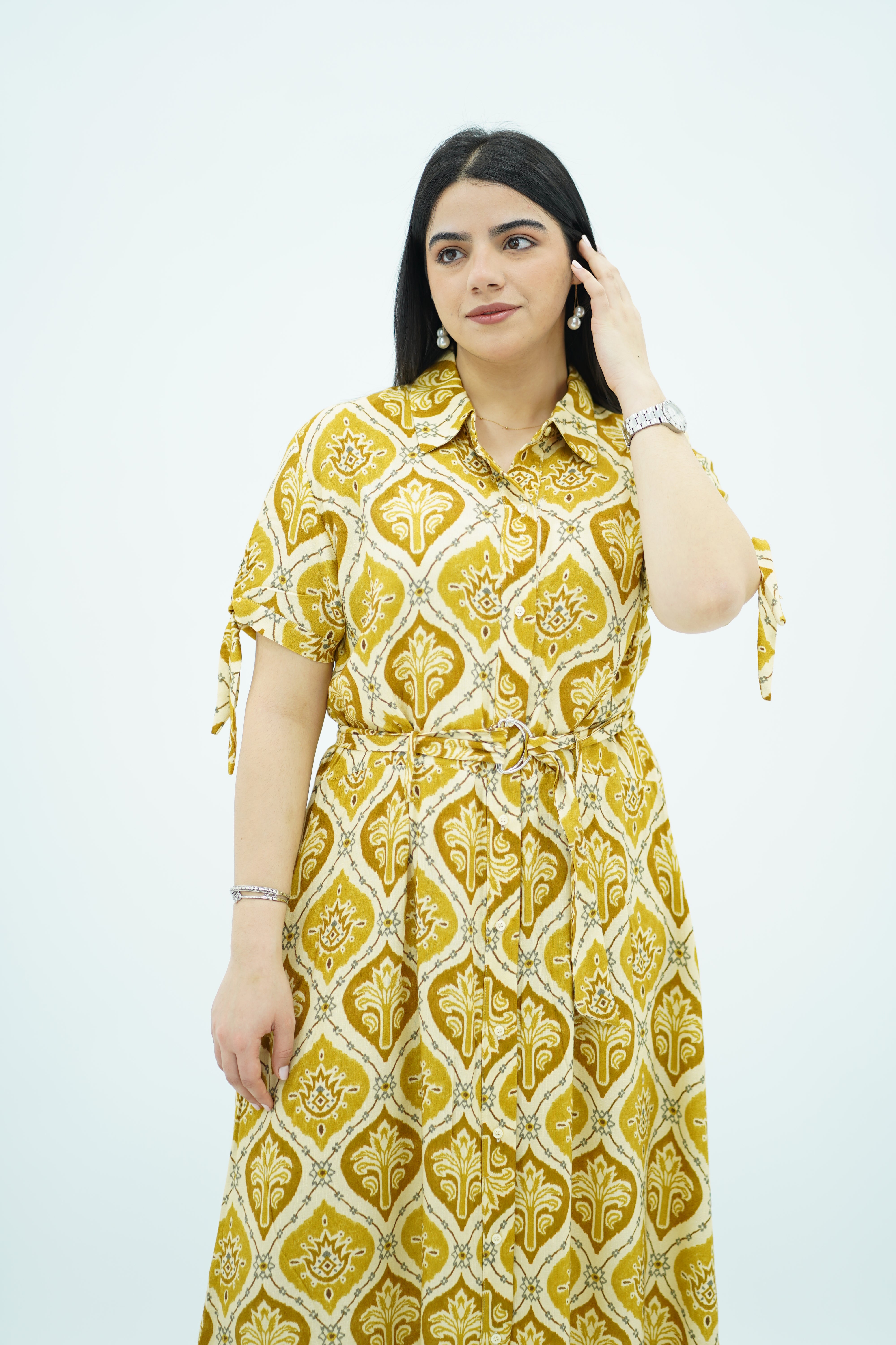 Robe jaune imprimée