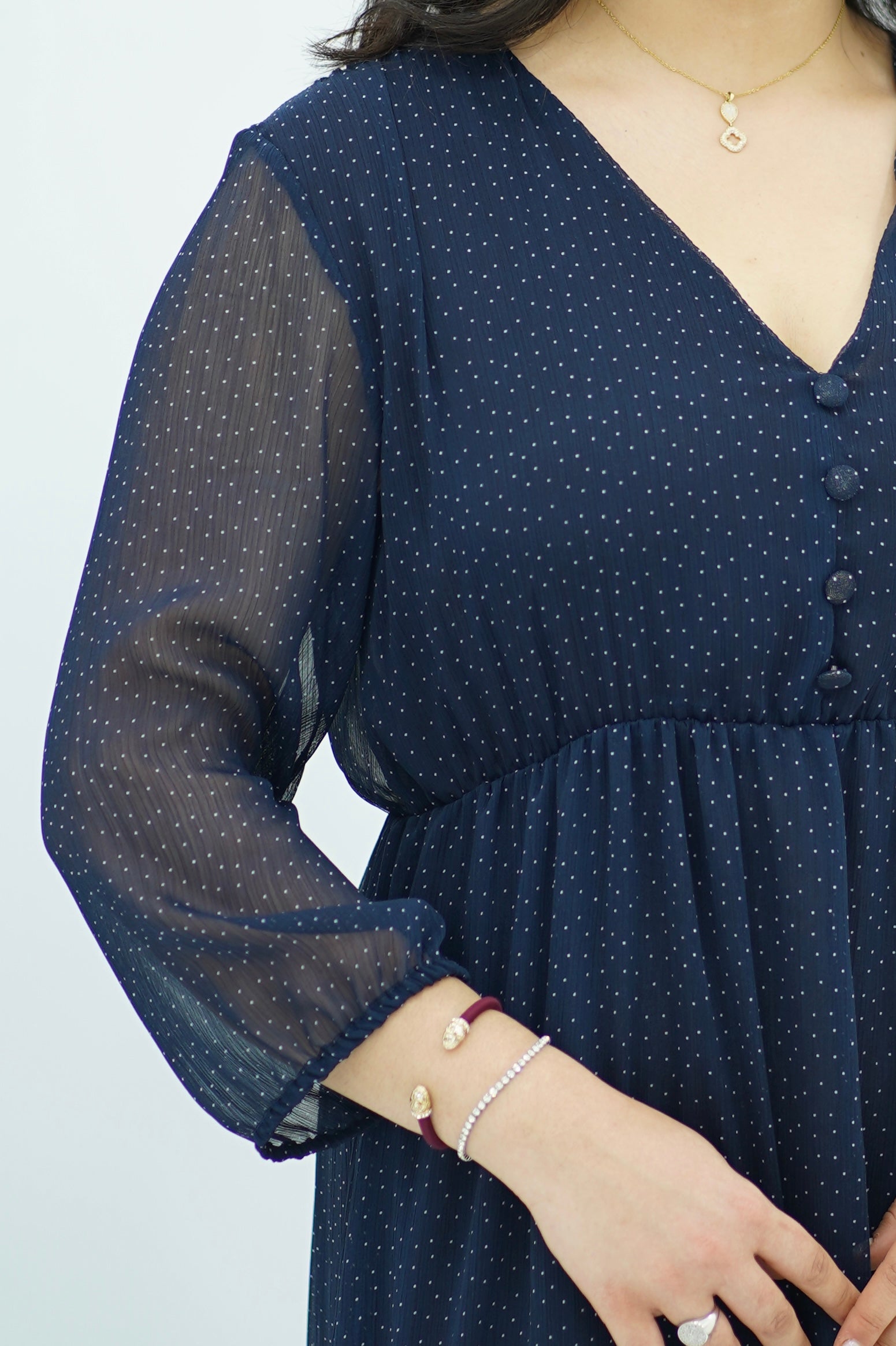 Robe à pois Fluide Bleue Nuit