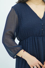 Robe à pois Fluide Bleue Nuit