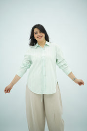 Chemise Vert Eau Rayée