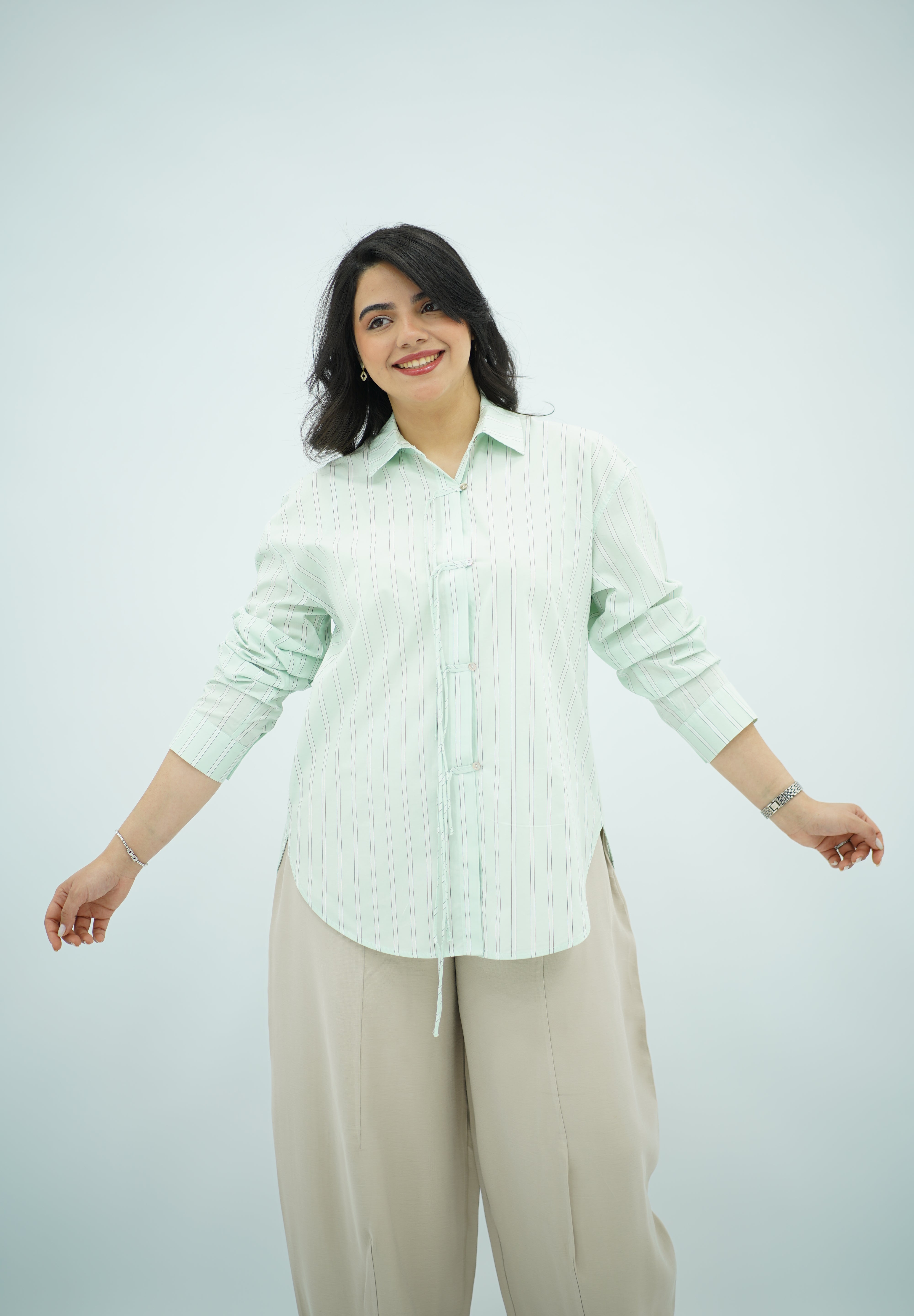 Chemise Vert Eau Rayée