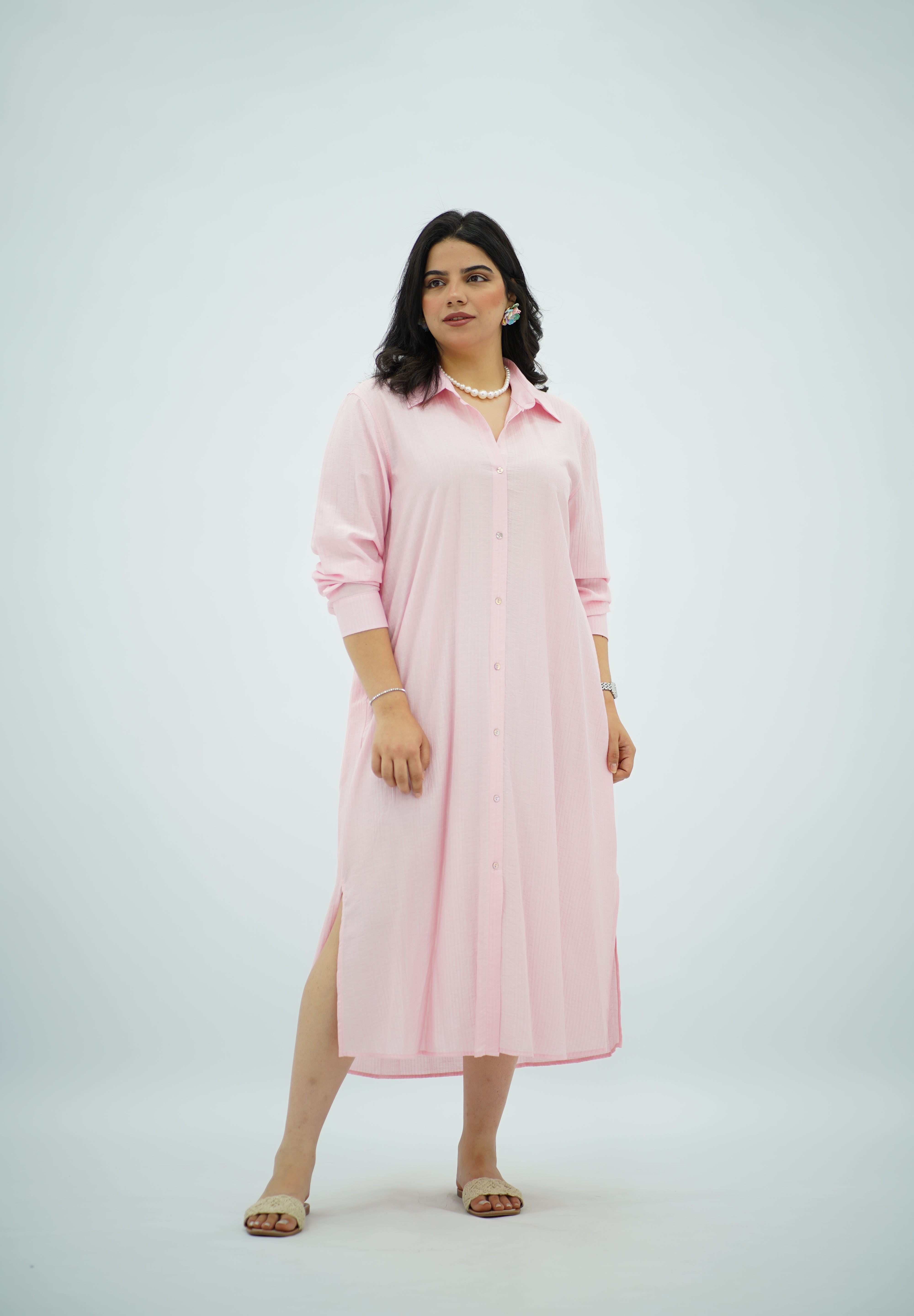 Robe chemise fluide Rose