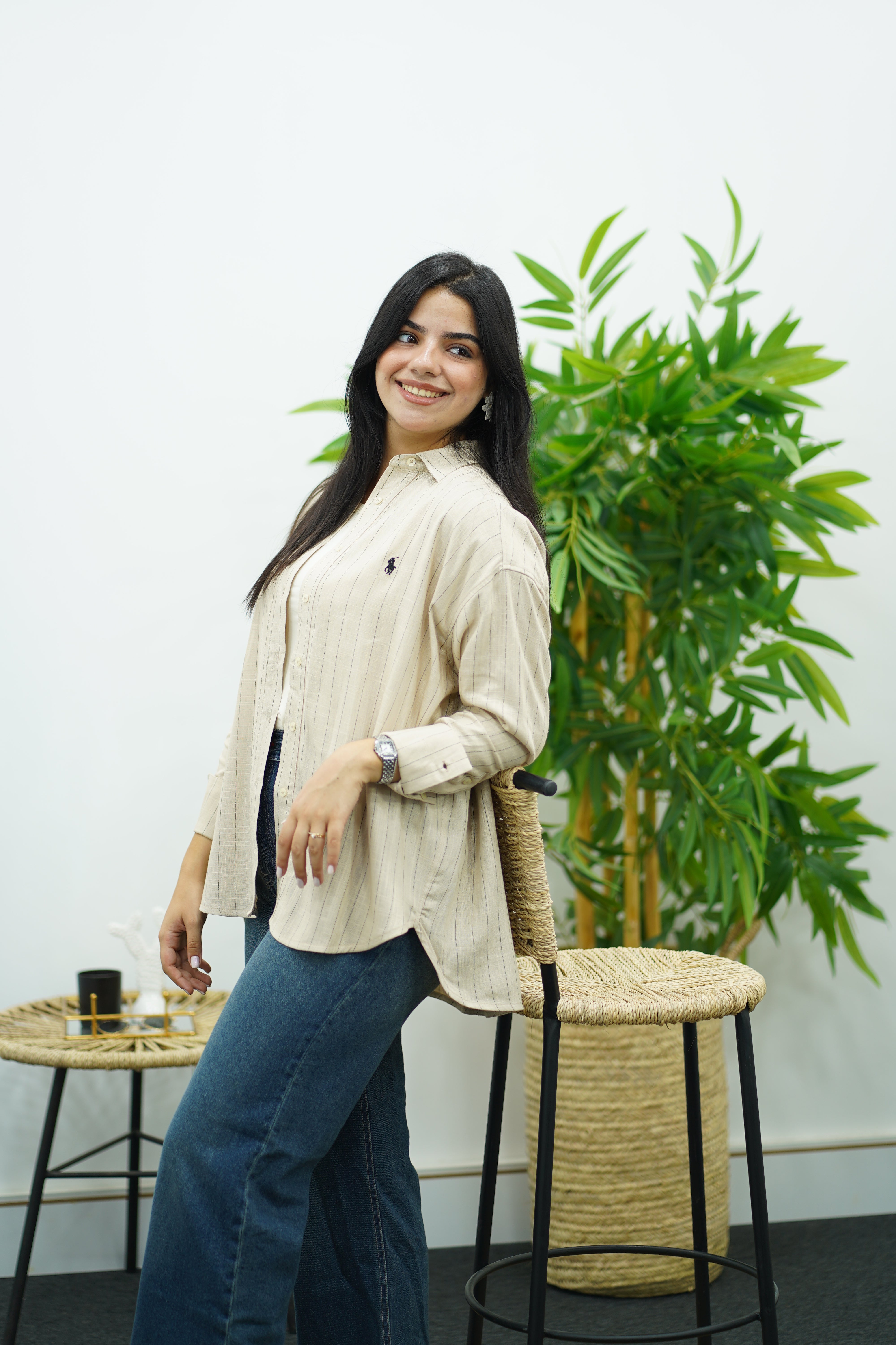 Chemise Rayé En lin - Beige