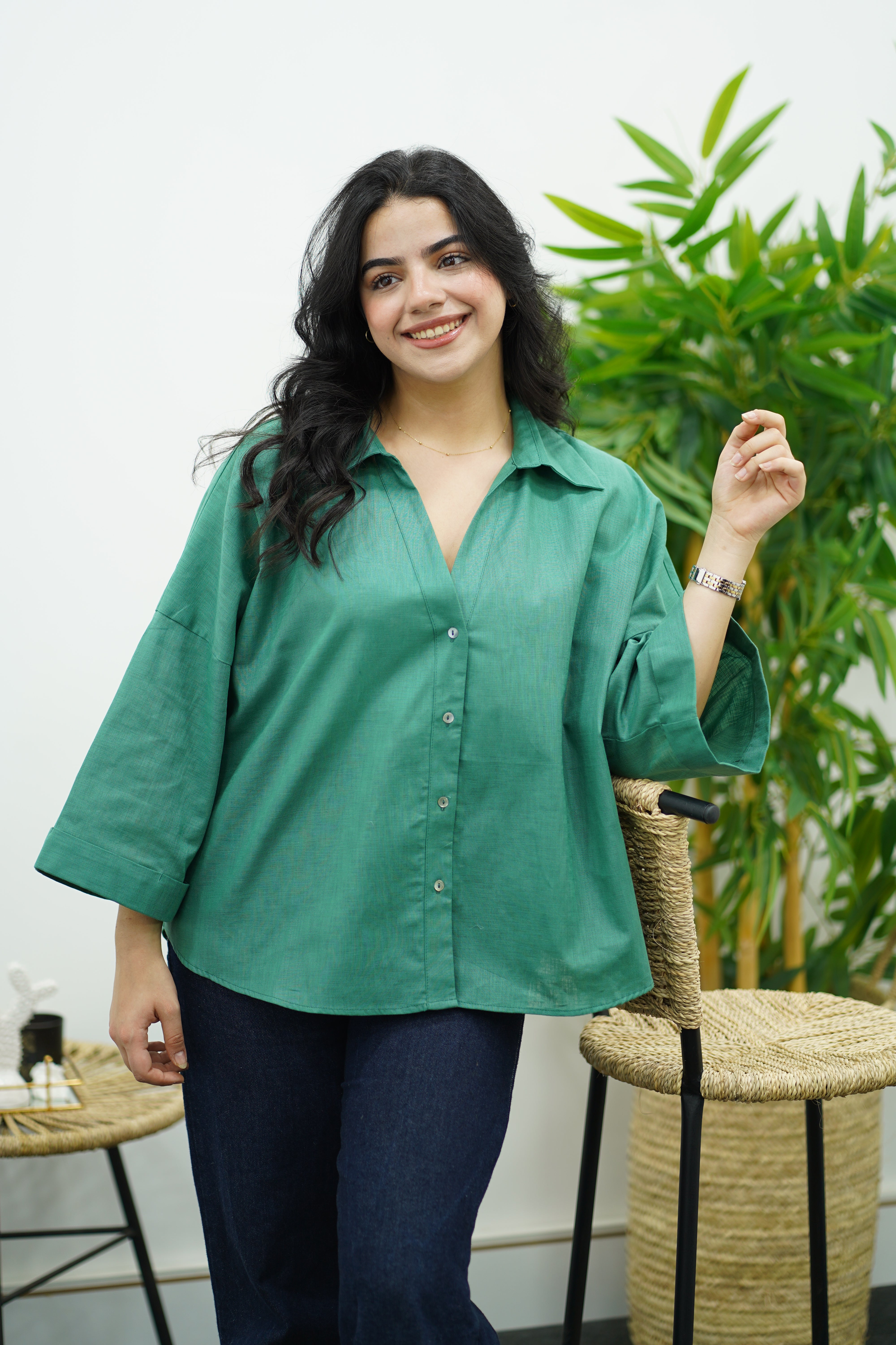 Chemise oversize en Lin Verte