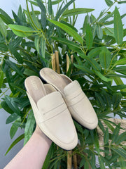 Mules en cuir 100% véritable - blanc cassé