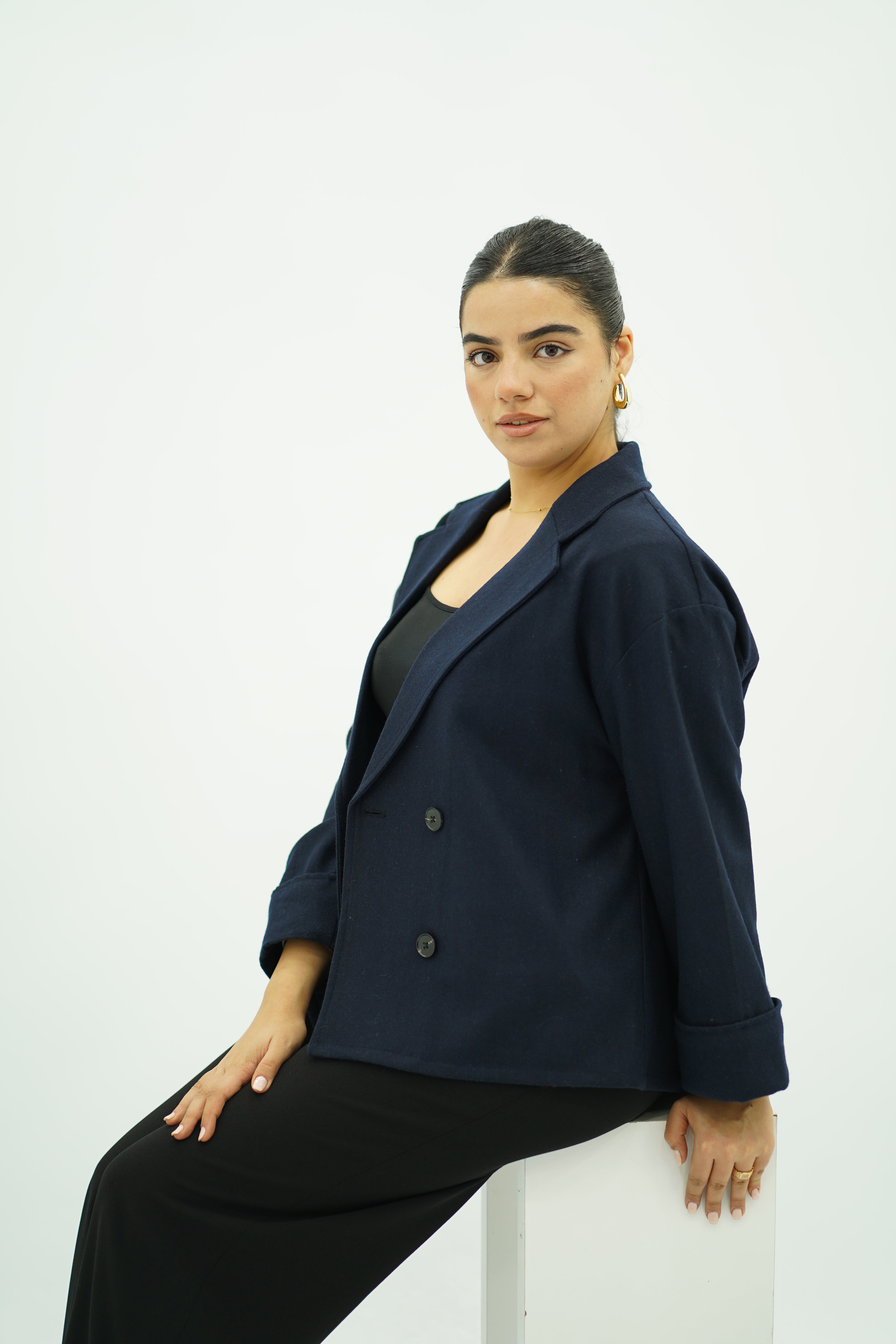 Veste Courte Oversize Bleu