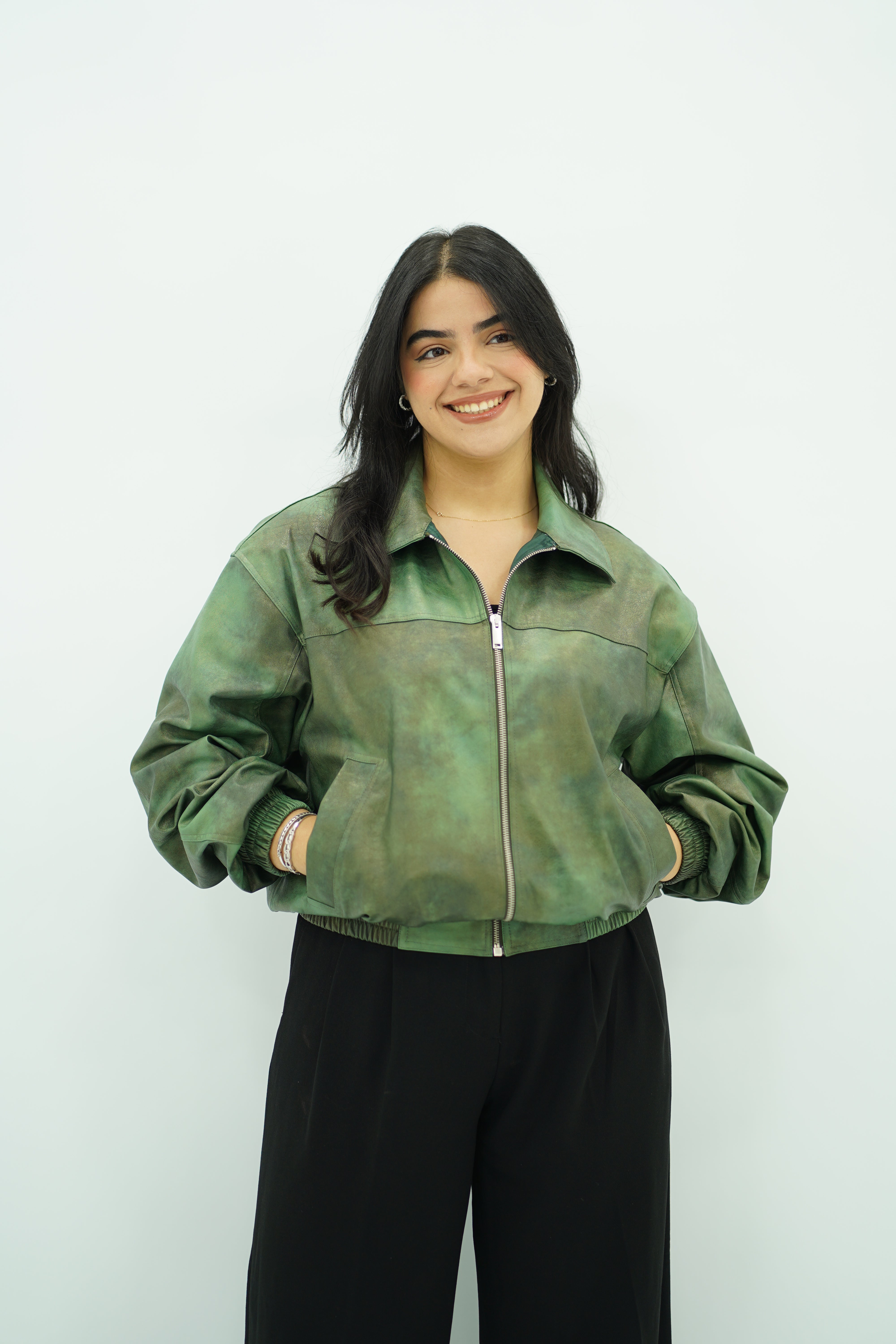 Bomber en similicuir Verte 🍀