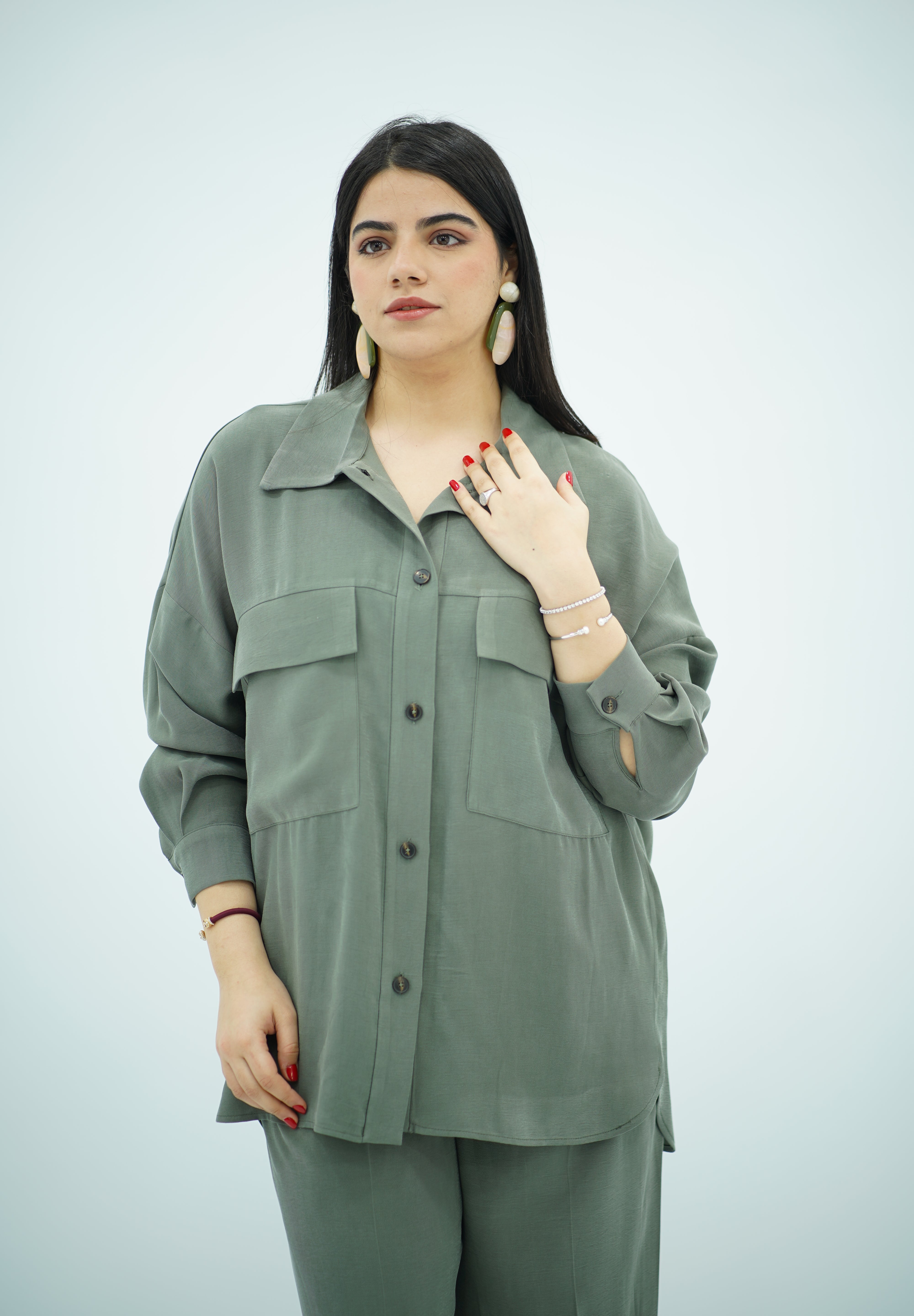 Ensemble Vert militaire Matière Tencel