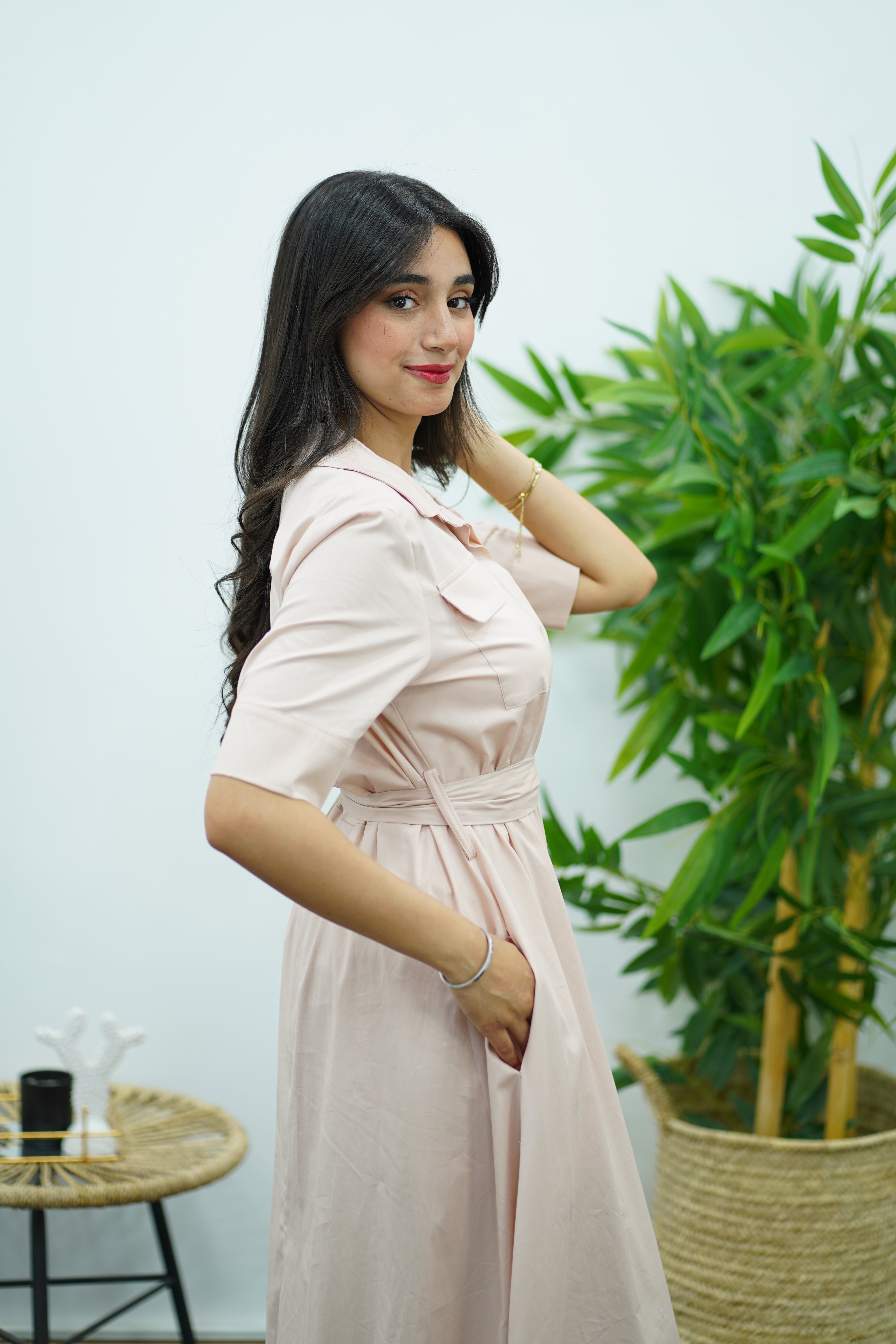 Robe en popeline - Rose claire