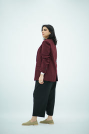 Blazer Bordeaux avec Fente Dorsale