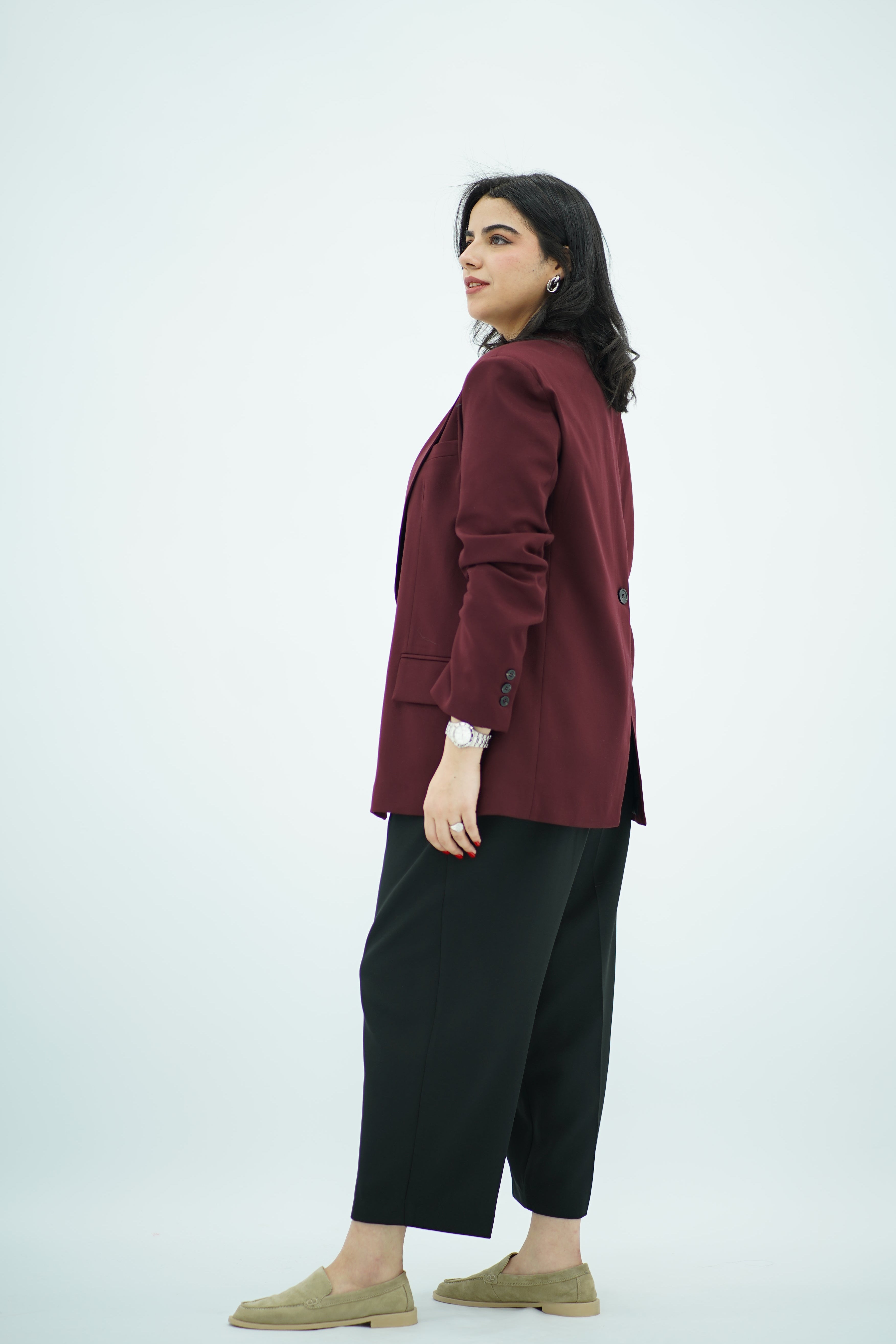 Blazer Bordeaux avec Fente Dorsale