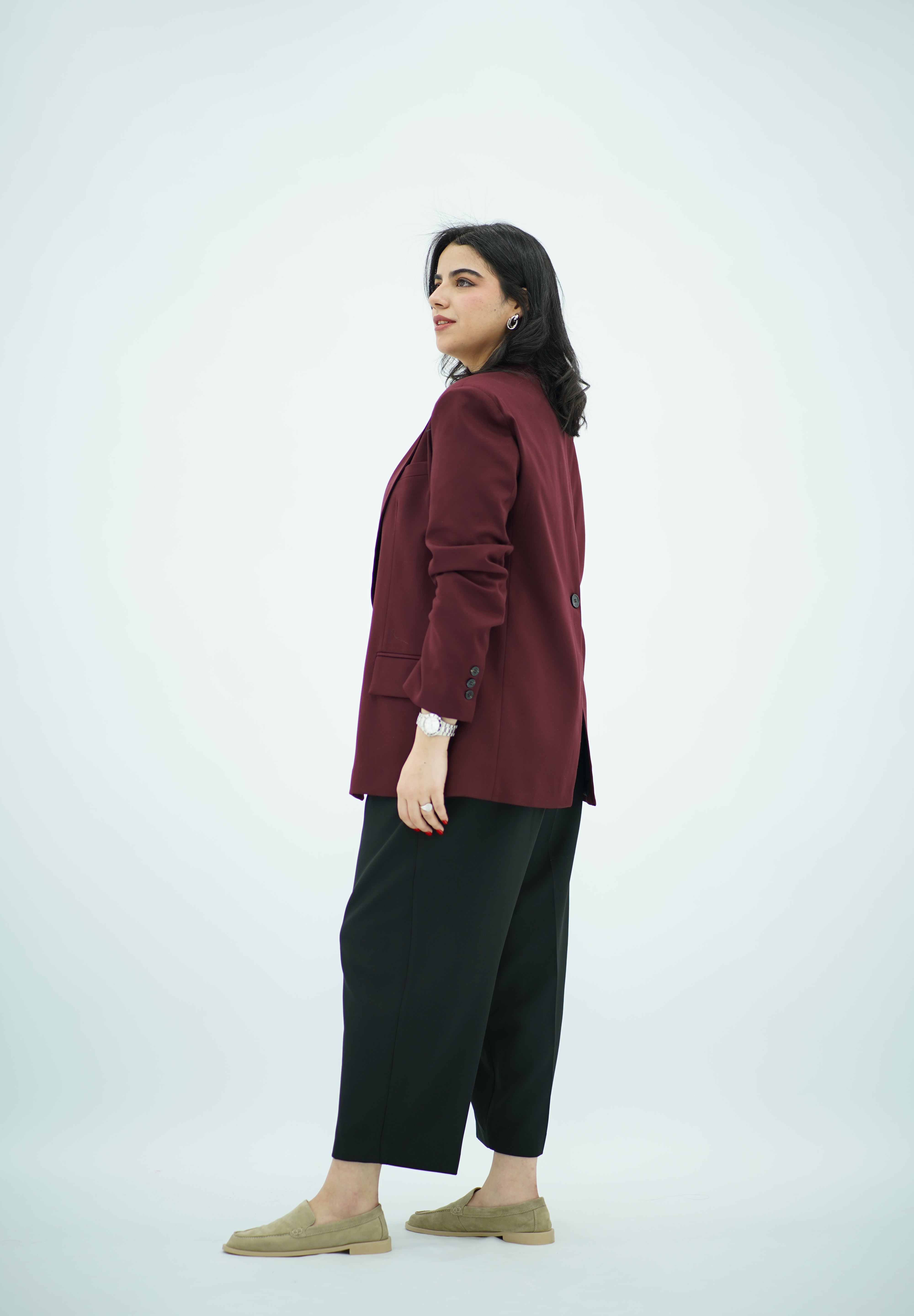 Blazer Bordeaux avec Fente Dorsale