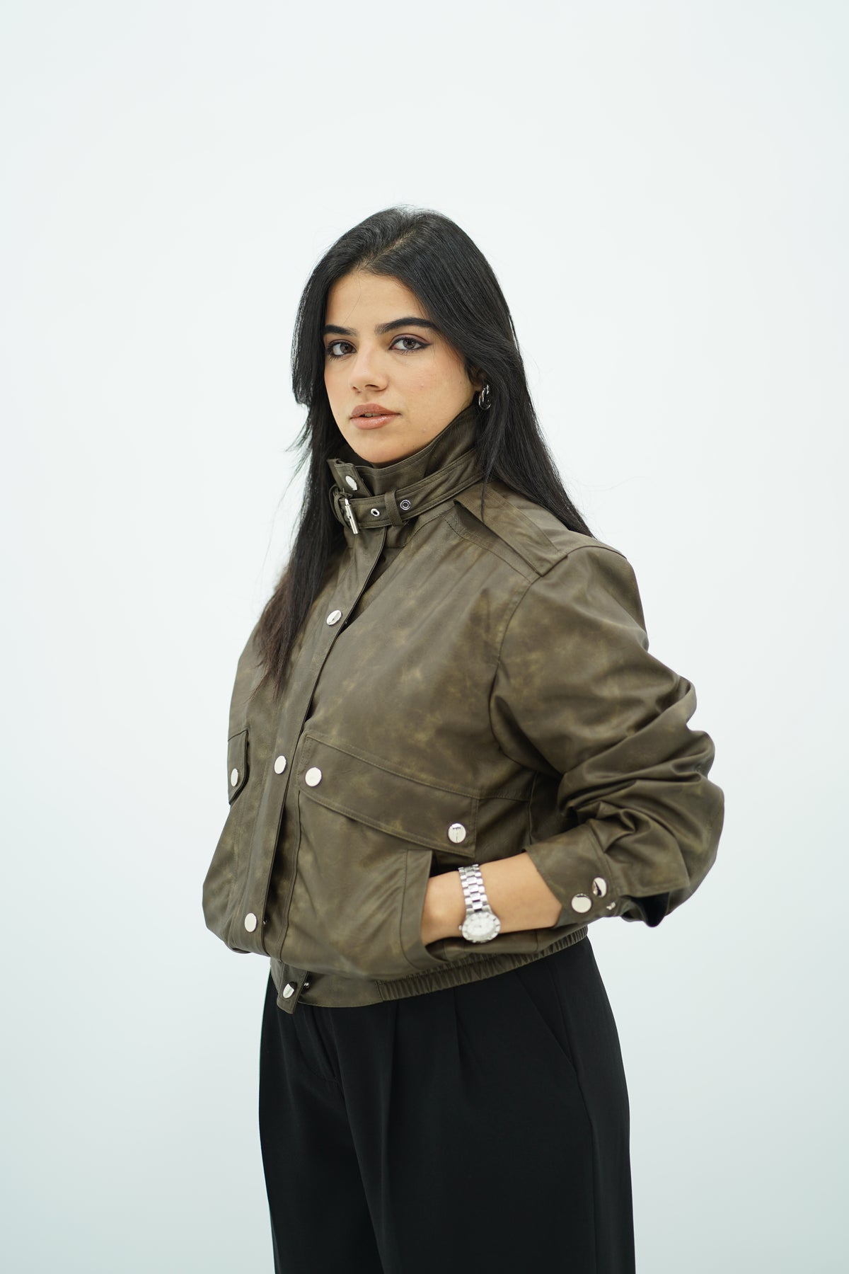 Bomber en similicuir effet dégradé