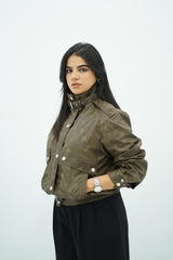 Bomber en similicuir effet dégradé