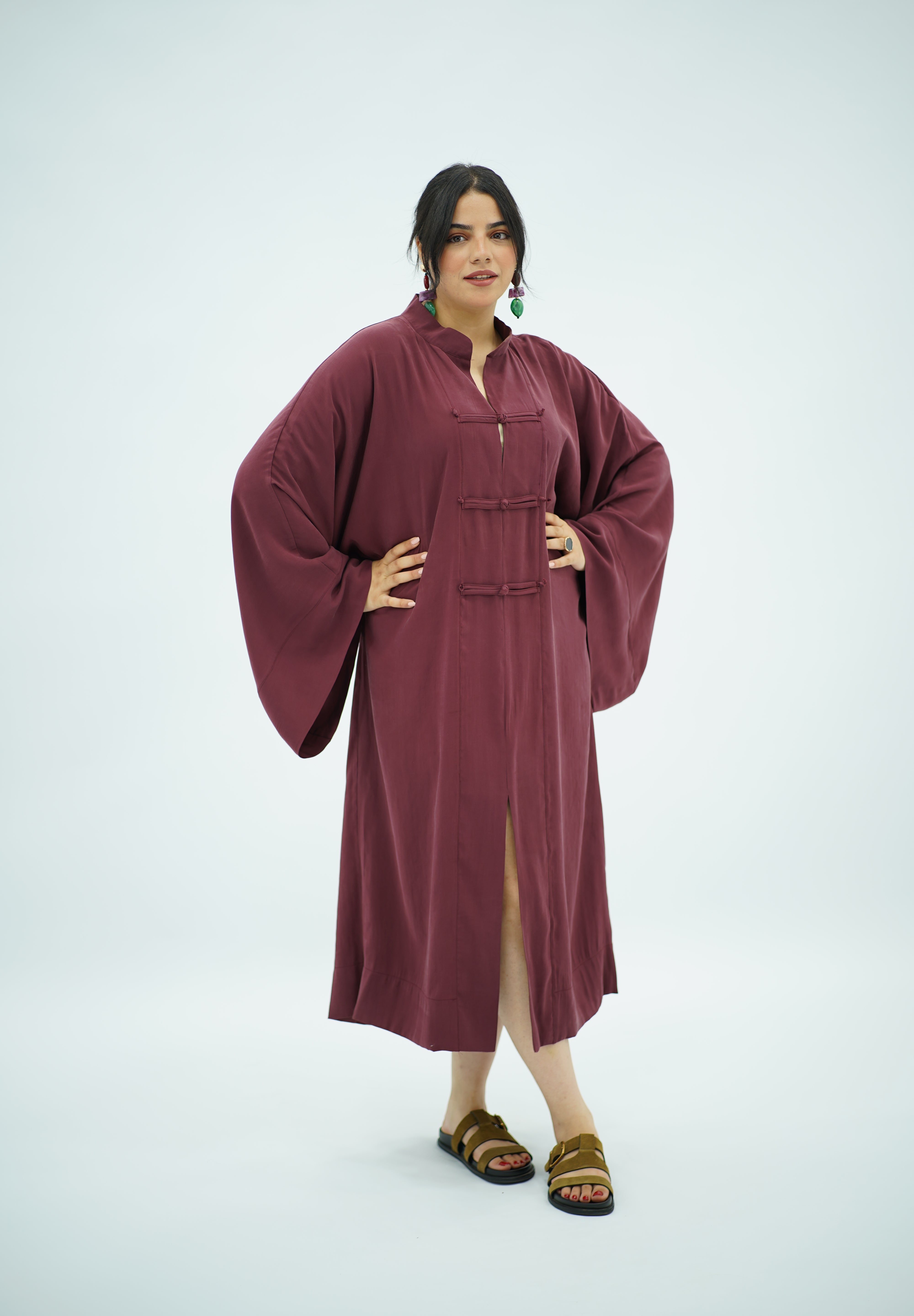 Gandoura Bordeaux en Tencel