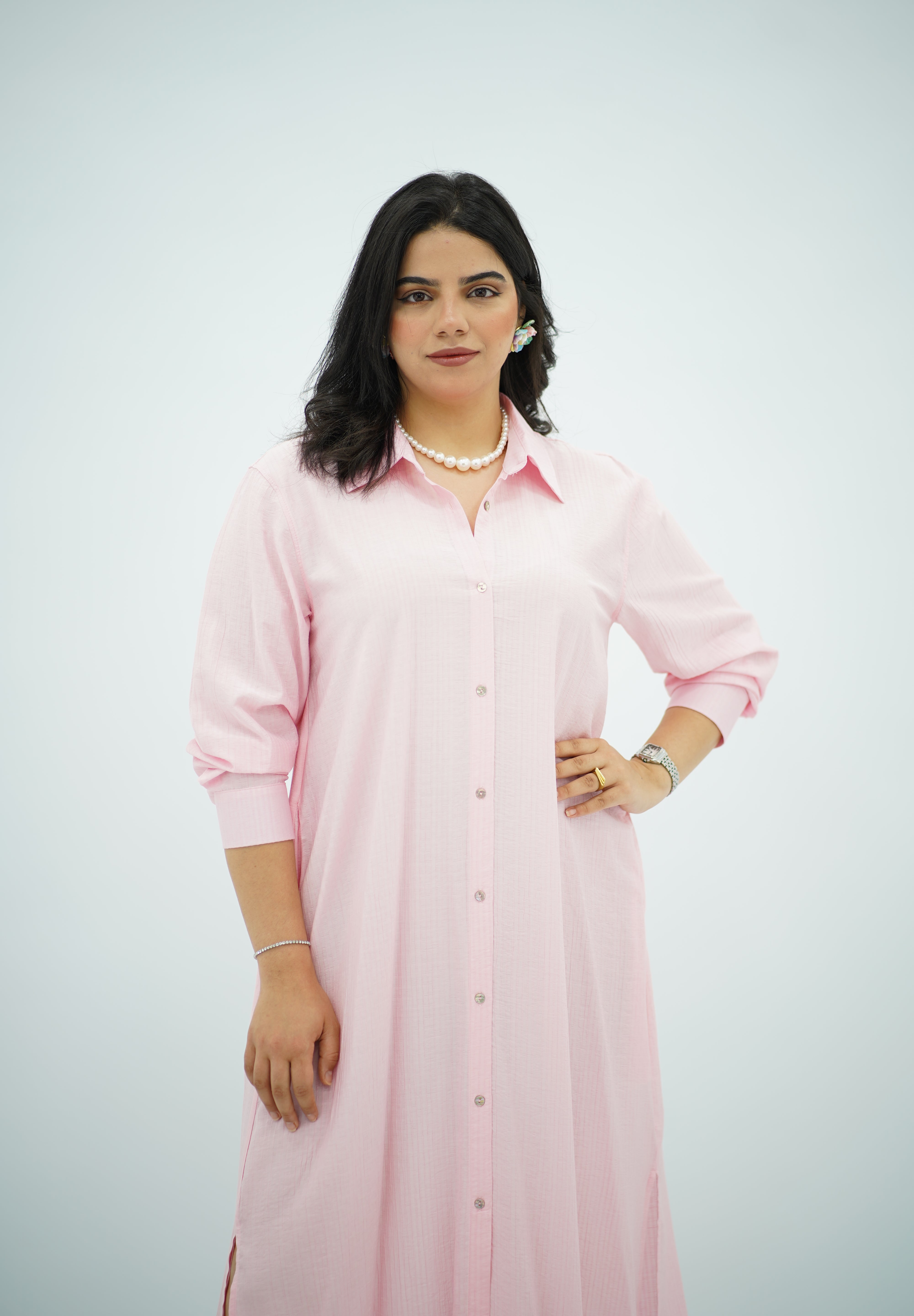 Robe chemise fluide Rose