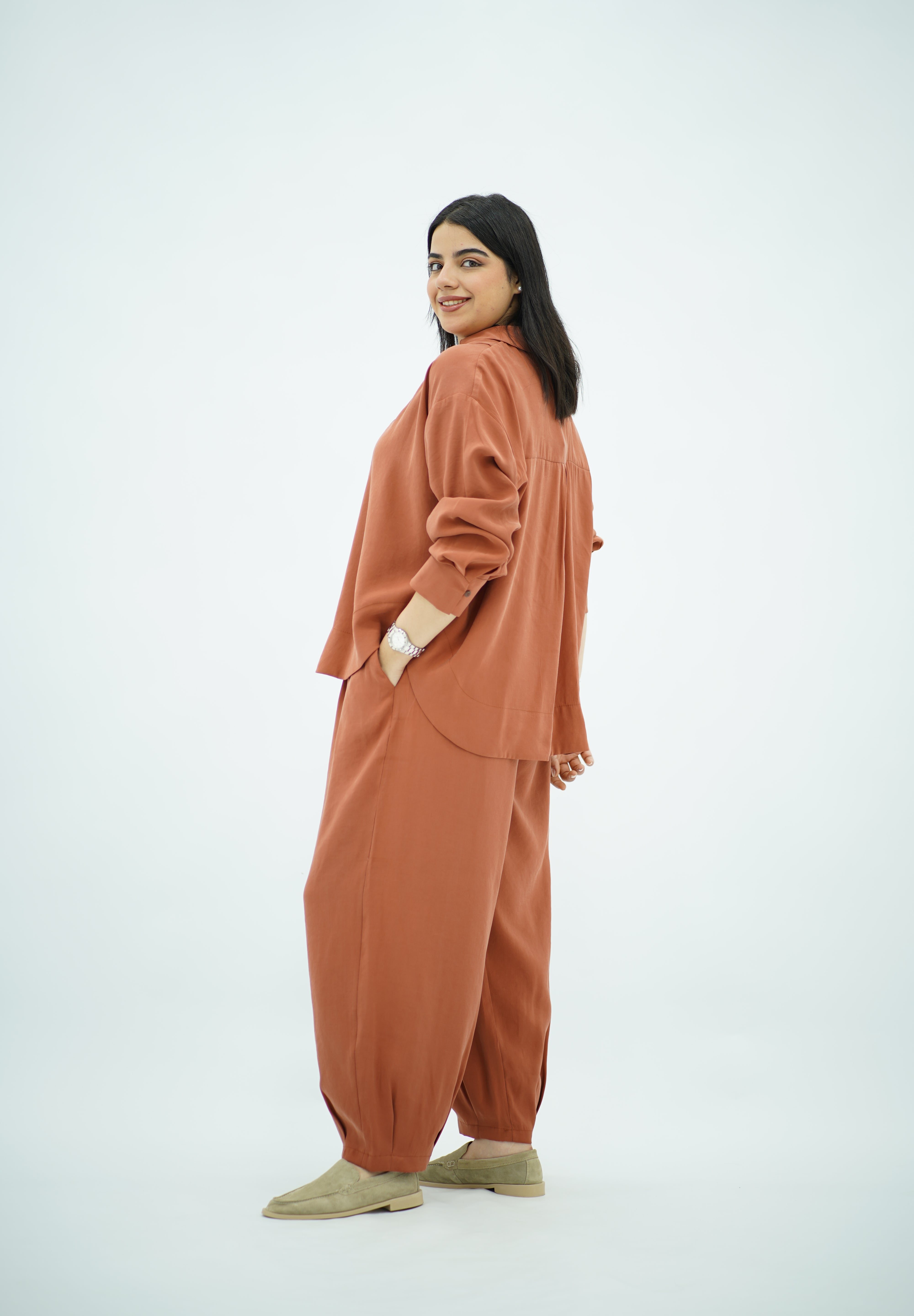 Ensemble Détente en Tencel Rouge brique