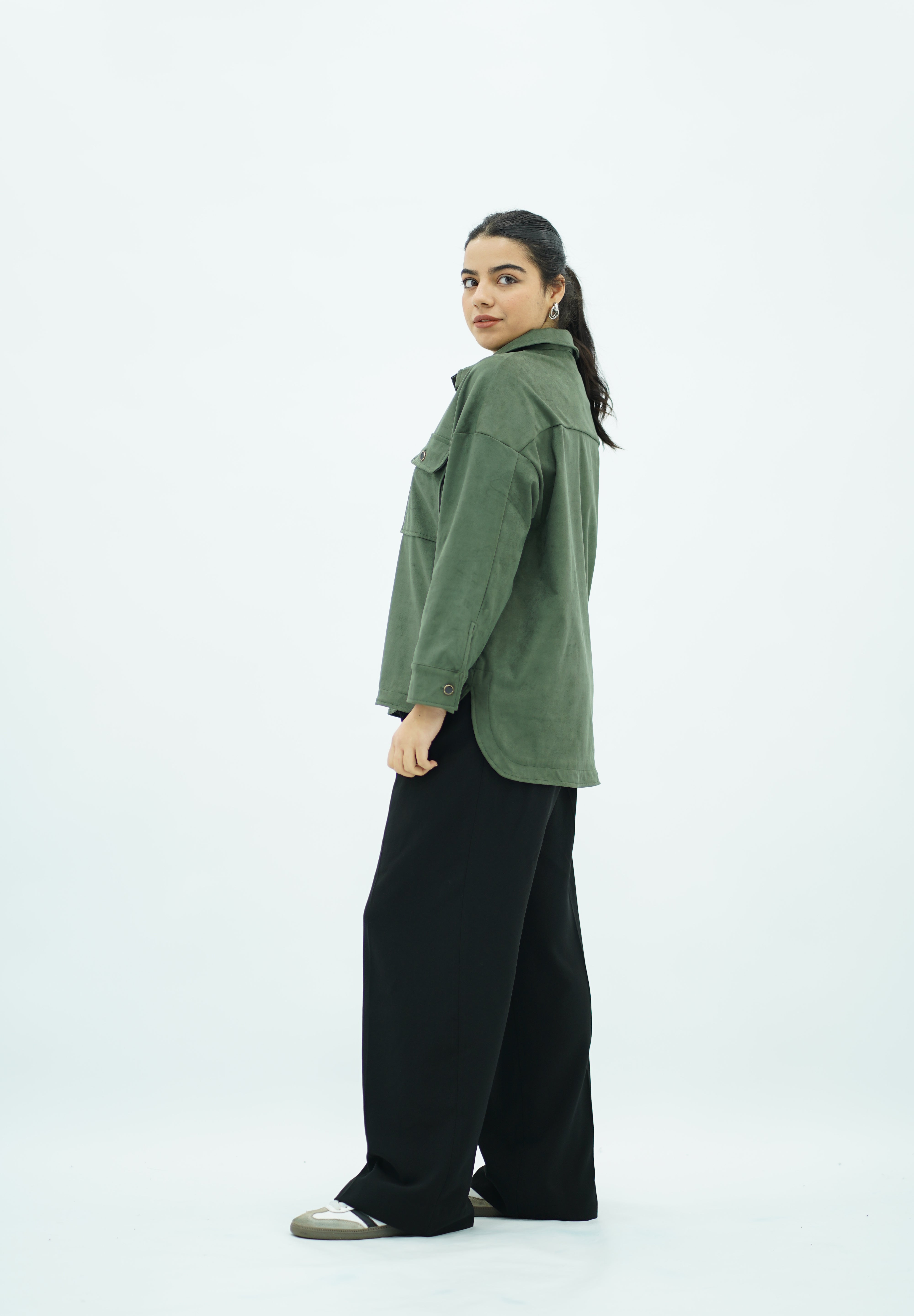 Surchemise Vert en Faux Daim