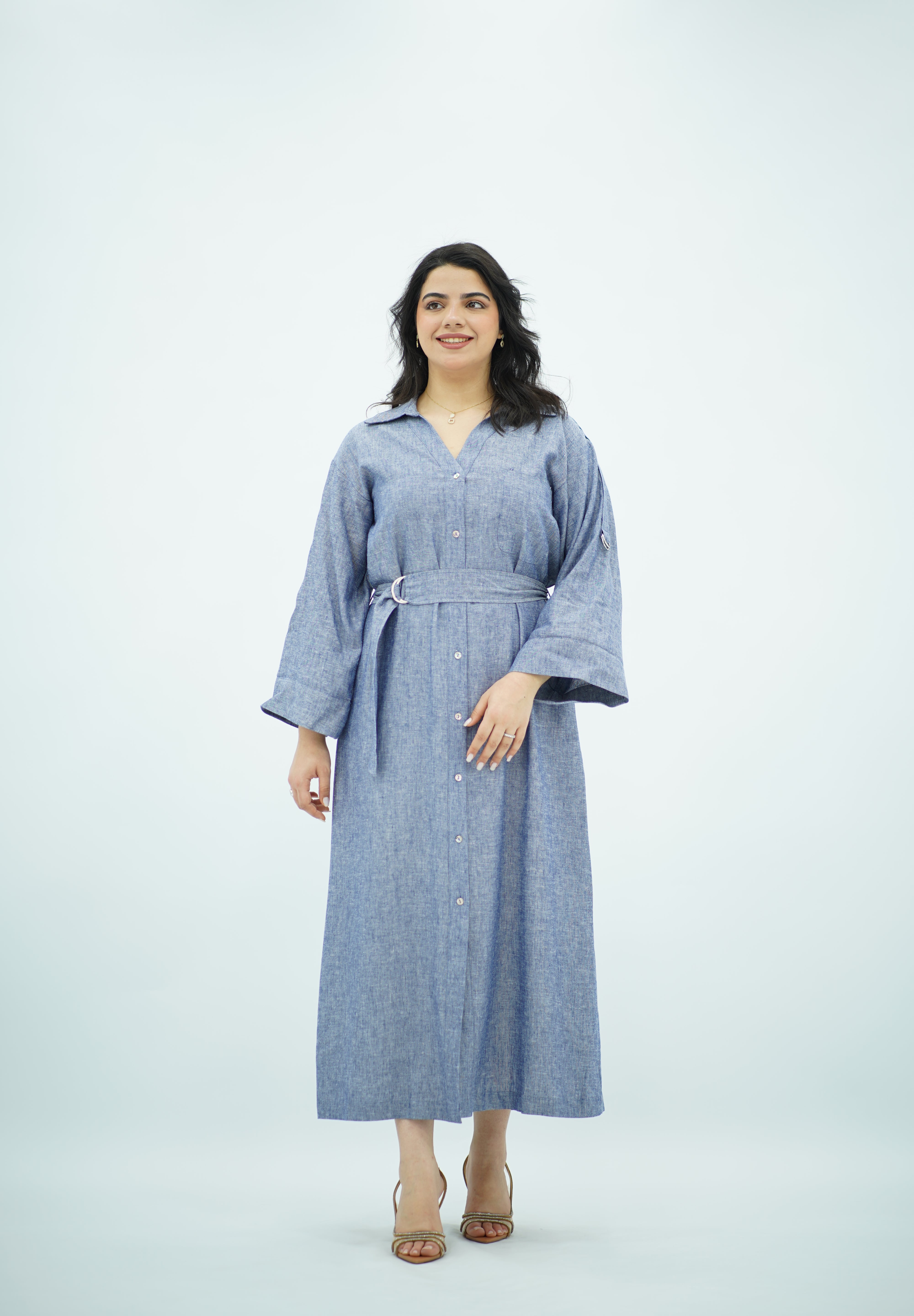 Robe Bleu jeans en Lin