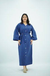 Robe En Lin Bleu indigo