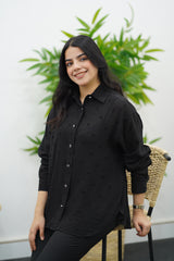 Chemise Noire à motifs discrets