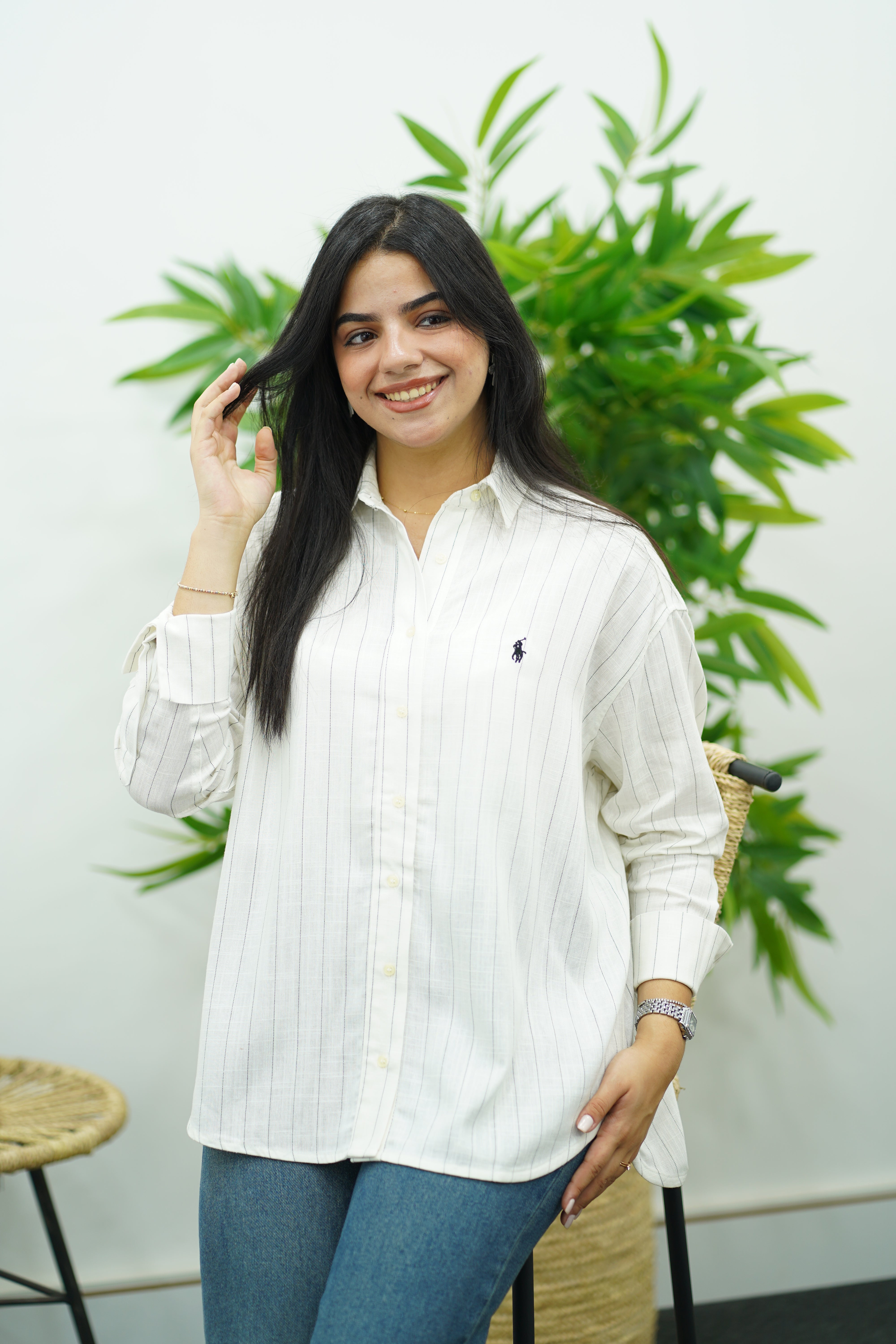 Chemise Rayé En lin - Blanche